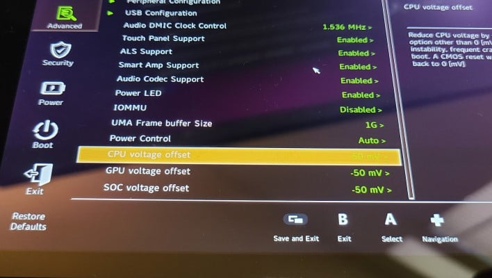 Steam Deck undervolt bios settings