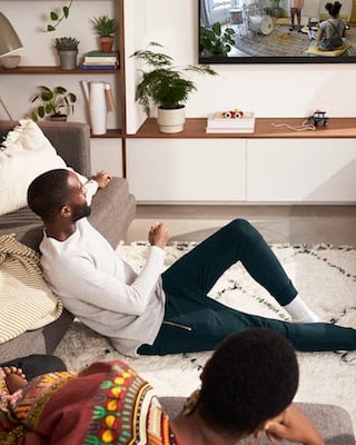 Family watching Google TV